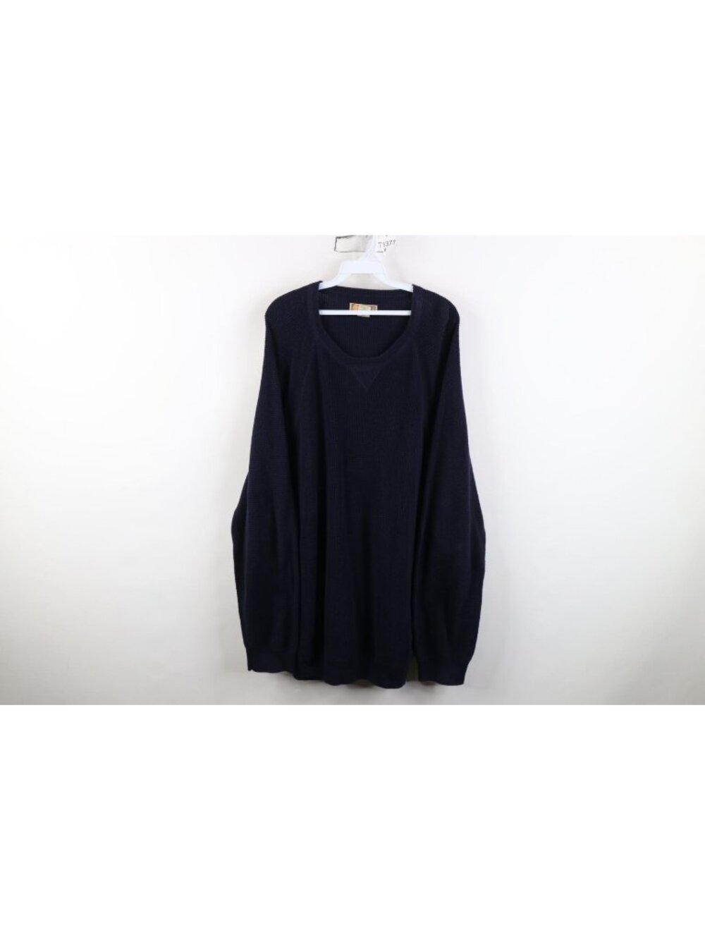 Vintage 90s Y2K Blank Thermal Waffle Knit Crewneck Sweater Mens Size 2XL Blue